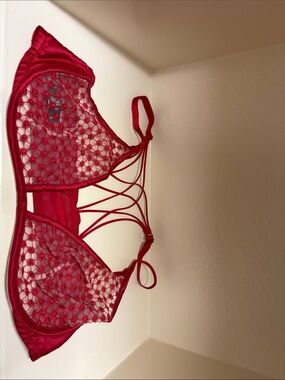 Victoria Secret Red Lace Strappy Bralette - Women Intimates & Sleepwear